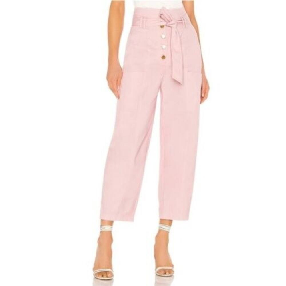Tularosa Barrett Paperbag Pants Trousers High Rise Belted Cotton Casual Preppy S